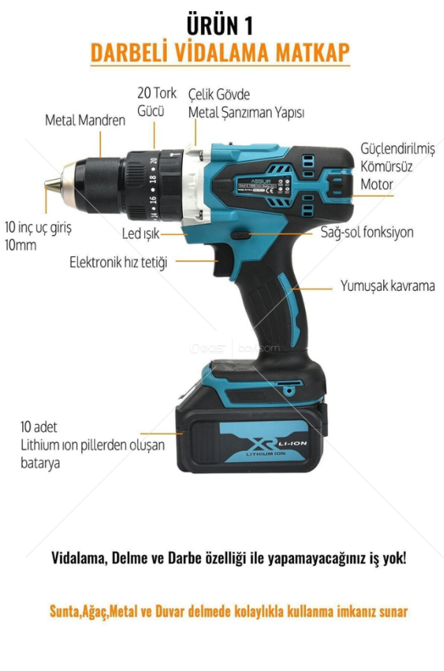 ASSUR Profesyonel Kömürsuz Motor 6 lI set Kırıcı Delici Hilti Avuç Taşlama DEVİR AYARLI Spral 800 NM Torklu Somun Sıkma DAL BUDAMA Makası VE TESTERSİ