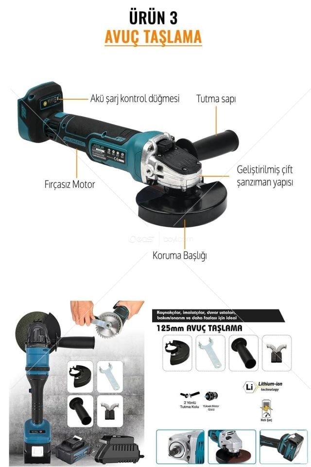 ASSUR Profesyonel Kömürsuz Motor 6 lI set Kırıcı Delici Hilti Avuç Taşlama DEVİR AYARLI Spral 800 NM Torklu Somun Sıkma DAL BUDAMA Makası VE TESTERSİ