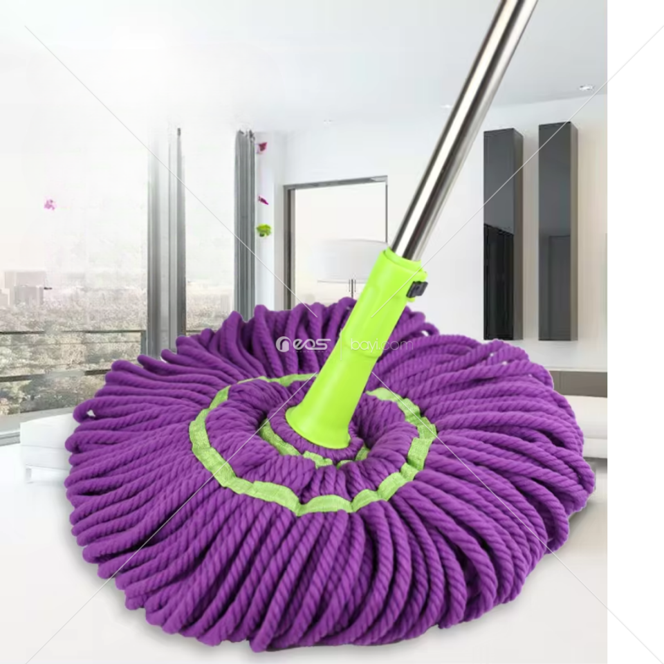 360 Derece Yuvarlak Baş Pamuklu Mikrofiber Küvet Paspası Temizleme Mikrofiber Büküm Zemin Paspası Trapeadore