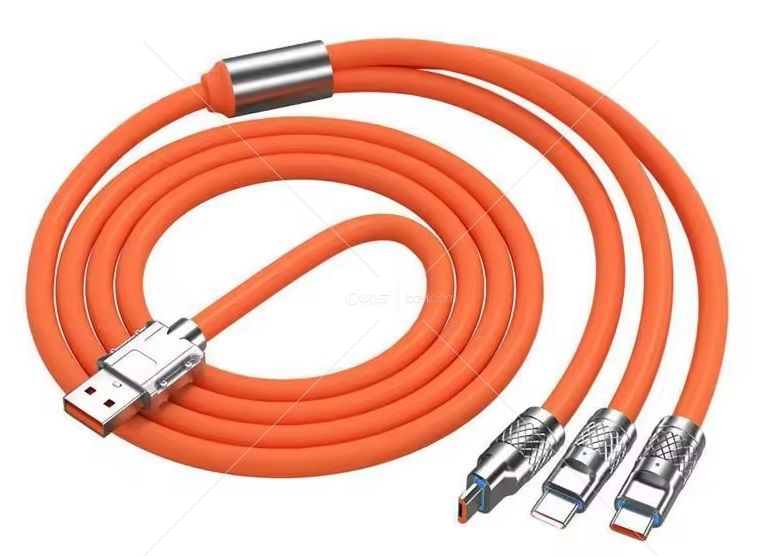 3'ü 1 arada 6A 120W USB Hızlı Şarj Kablosu Telefon İçin Mikro USB Type-C Şarj Kablosu