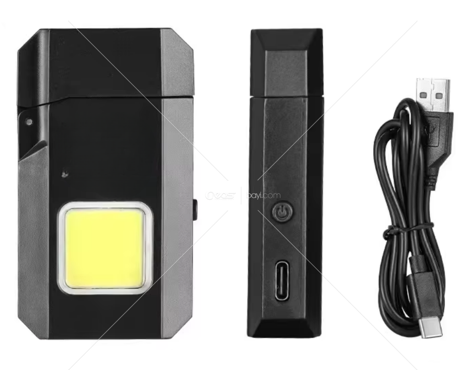 Gold Silver GS-4000 Su Geçirmez COB LED Type-C Şarjlı Elektrikli Çakmak Cep Işığı