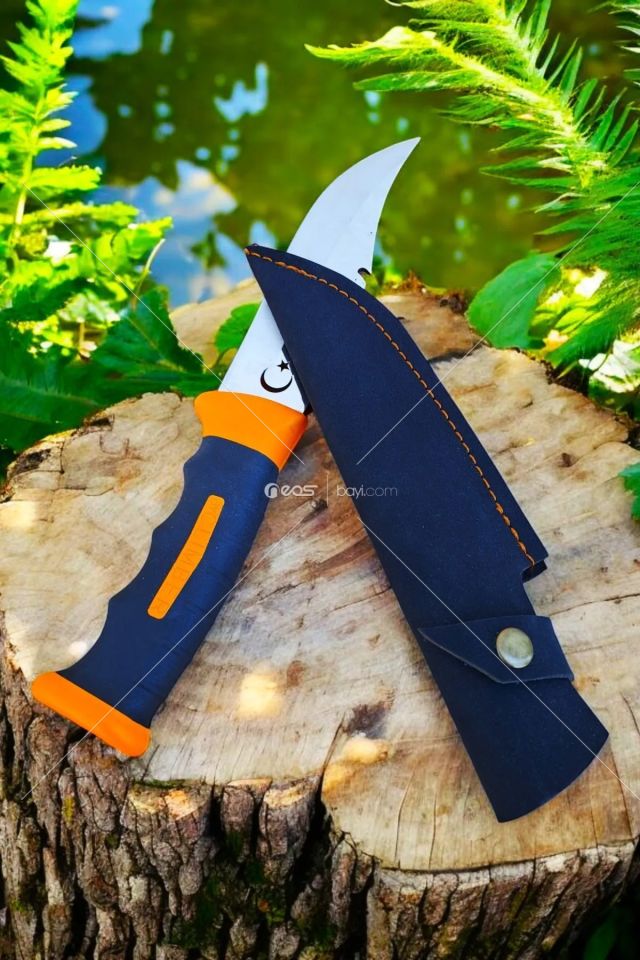 Outdoor Piknik Çakısı Kamp Bıçak Bıçağı Çakısı Bıçak Kılıflı El Yapımı ( Silikon Sap ) 28 Cm