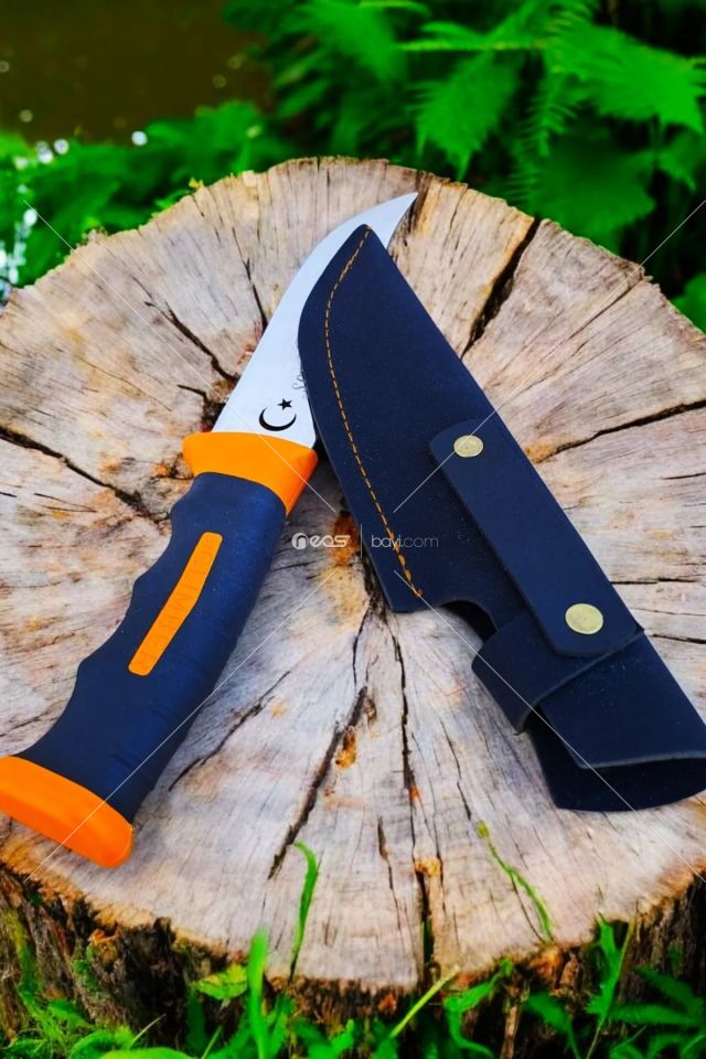 Outdoor Piknik Çakısı Kamp Bıçak Bıçağı Çakısı Bıçak Kılıflı El Yapımı ( Silikon Sap ) 28 Cm