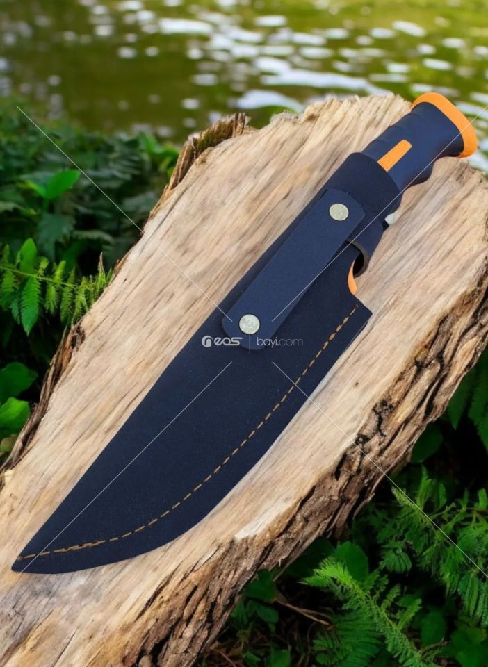 Outdoor Piknik Çakısı Kamp Bıçak Bıçağı Çakısı Bıçak Kılıflı El Yapımı ( Silikon Sap ) 28 Cm