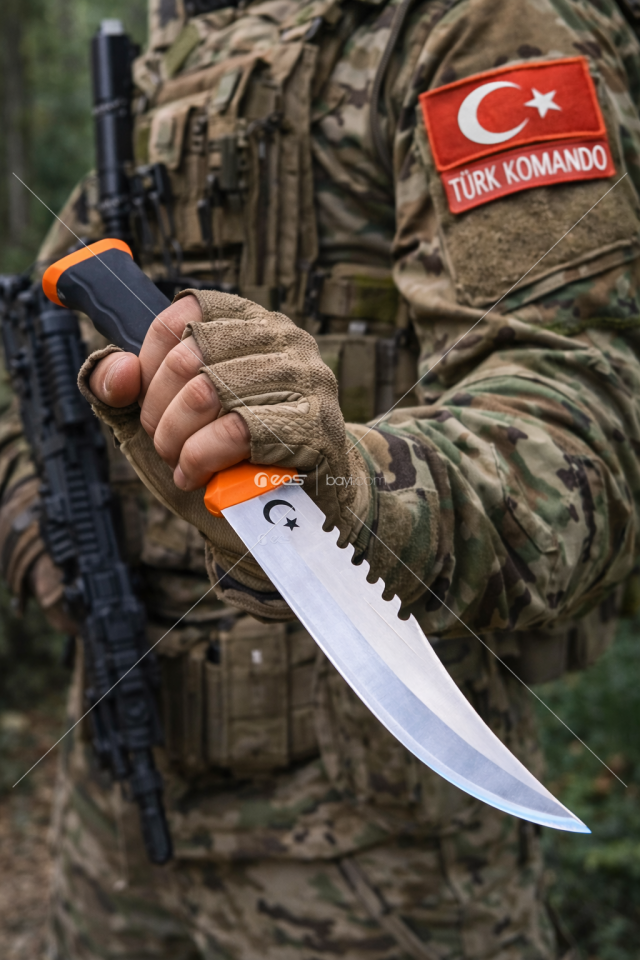 RAMBO Outdoor Piknik Çakısı Kamp Bıçak Bıçağı Çakısı Bıçak Kılıflı El Yapımı ( Silikon Sap ) 28 Cm