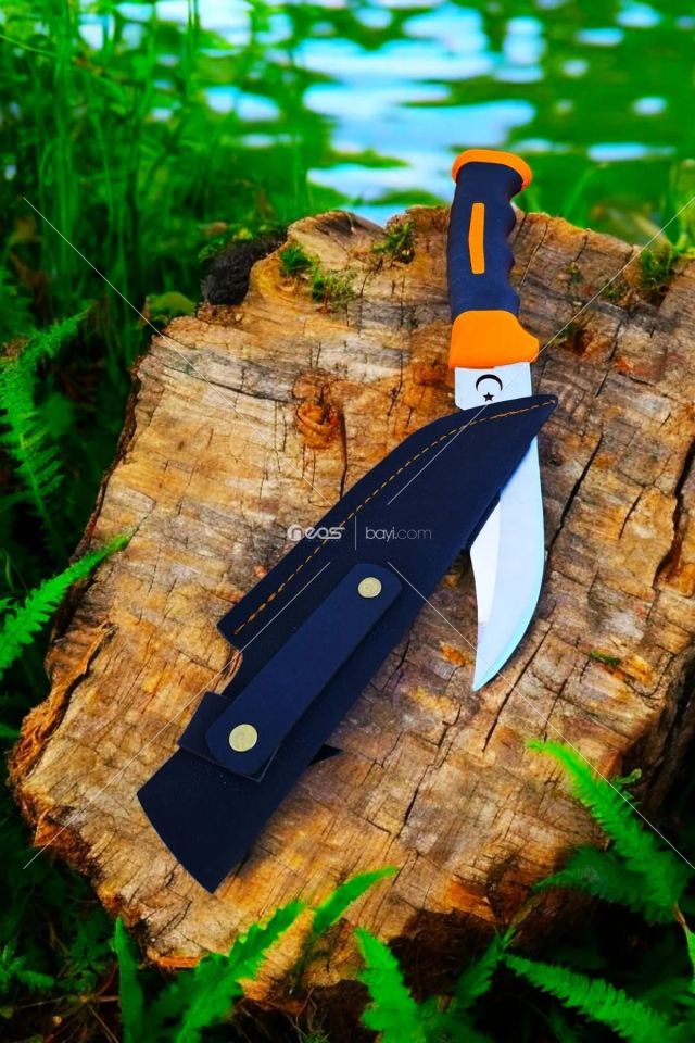 Outdoor Piknik Çakısı Kamp Bıçak Bıçağı Çakısı Bıçak Kılıflı El Yapımı ( Silikon Sap ) 28 Cm