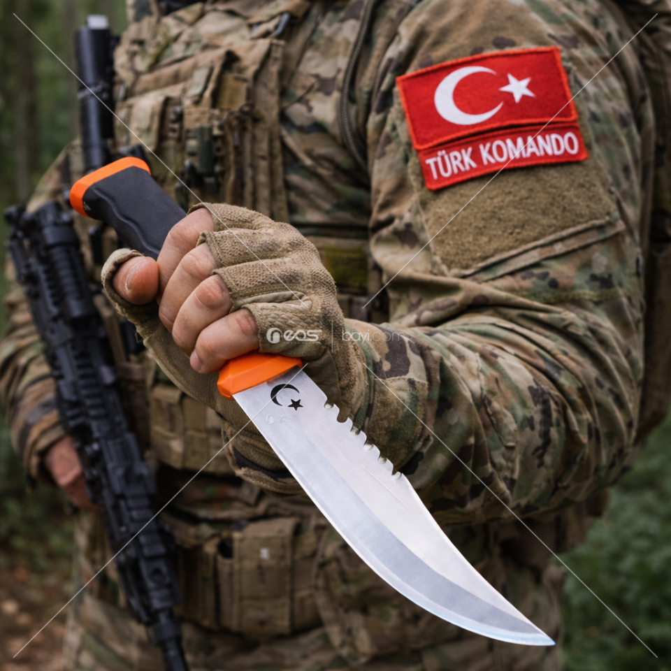 RAMBO Outdoor Piknik Çakısı Kamp Bıçak Bıçağı Çakısı Bıçak Kılıflı El Yapımı ( Silikon Sap ) 28 Cm