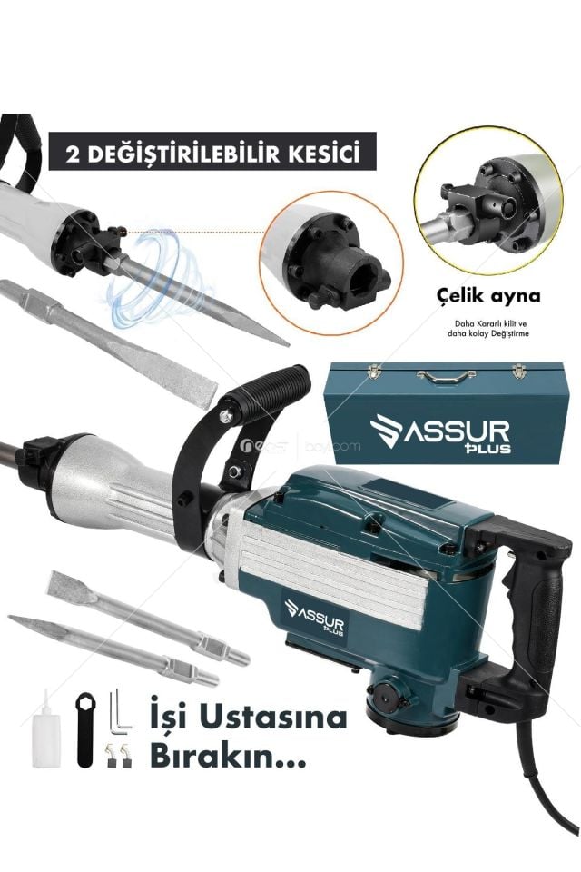 Assur Plus Büyük Tip Kırıcı Hilti 16 Kg 3 Metre Kablolu 65mm DEMİR ÇANTA