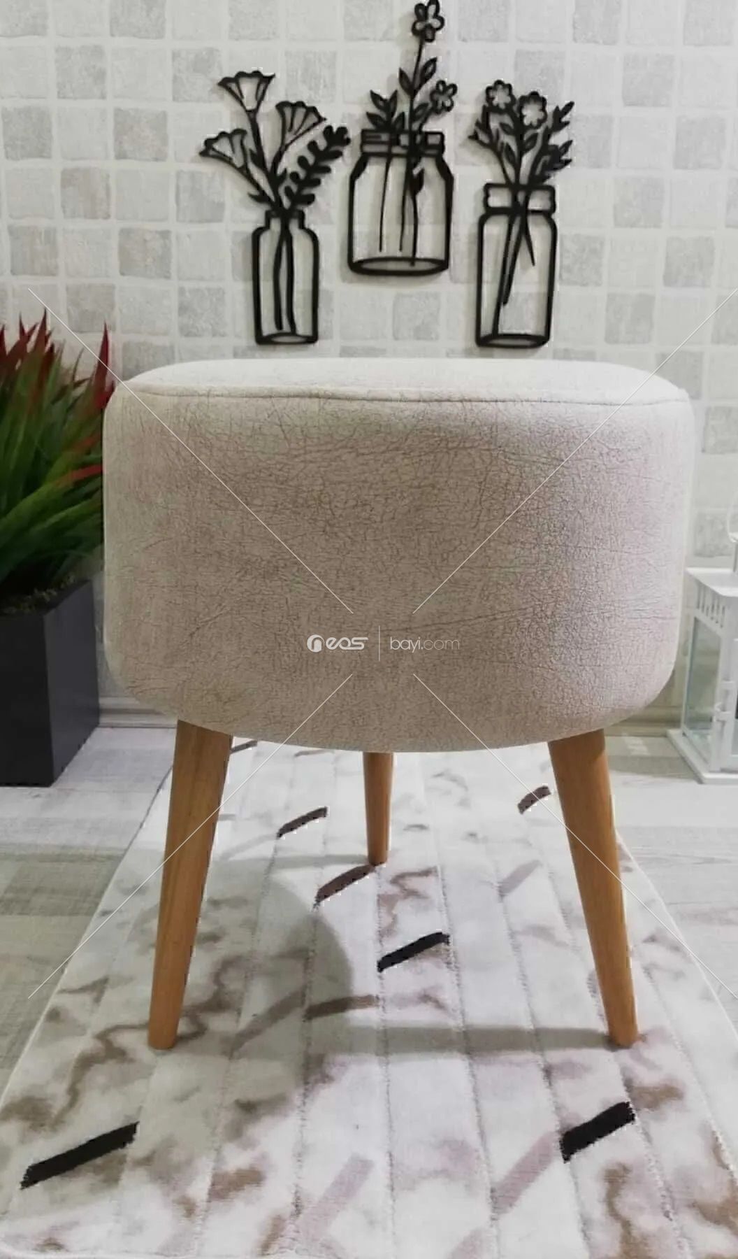 Yüksek Ayaklı Dekoratif Puf ( RENK KARIŞIK GELECEKTİR )