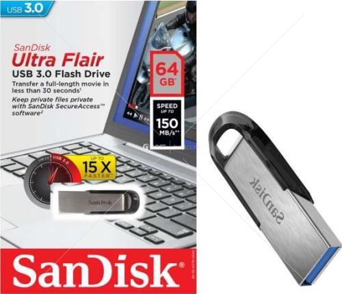 SANDISK Ultra Flair 64GB USB 3.0 Metal USB Bellek SDCZ73-064G-G46