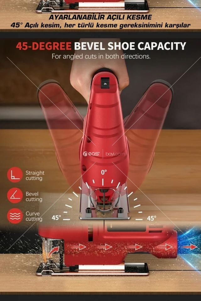 Assur Plus Professional Devir Ayarlı Dekupaj Bıçkı Testere Makinası Bakır Sargılı 800 W Mavi