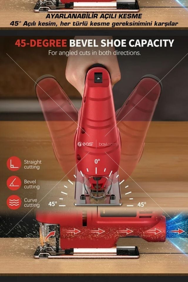 Assur Plus Professional Devir Ayarlı Dekupaj Bıçkı Testere Makinası Bakır Sargılı 800 W Mavi