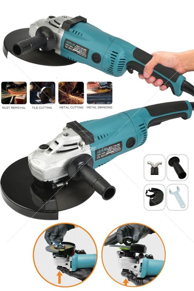 Ekstra Güçlü Metal Şanzıman 2200 W 230 Mm Büyük Sipiral Taşlama Ve Kesme Makinası