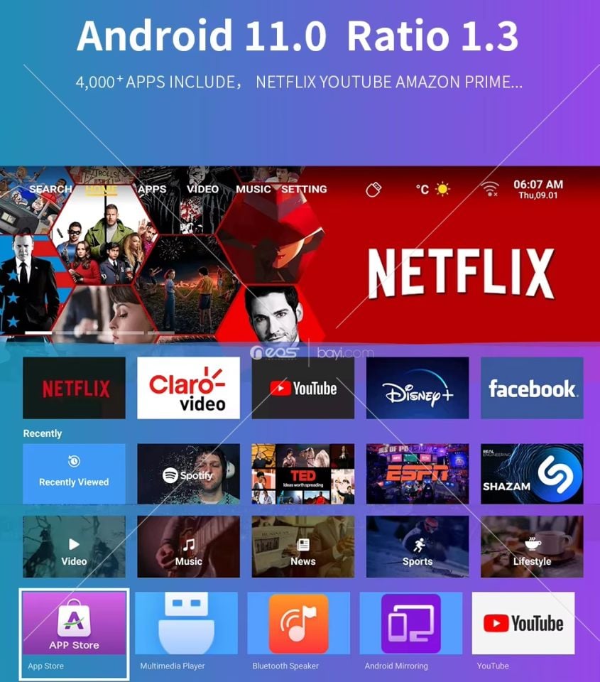 K1 1080p akıllı 4k lazer projektör ev kısa mesafeli şarj edilebilir kablosuz Mini taşınabilir Led Video projektör