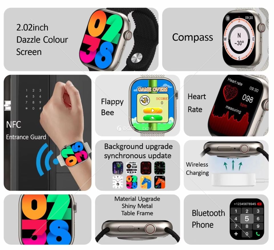HK9 pro akıllı saat erkekler kadınlar 49MM AMOLED ekran Bluetooth çağrı NFC kalp hızı SmartWatch Ultra 2023 için Andriod