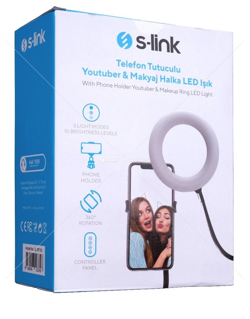 S-link SL-SF100 6 inç 12W Telefon Tutuculu Youtuber Makyaj Halka LED Işık