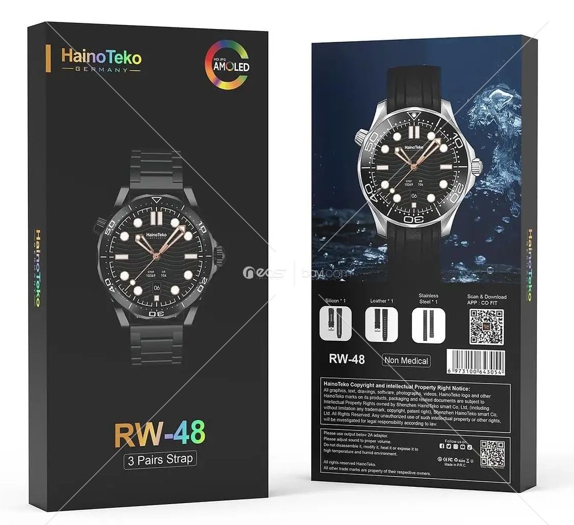 Haino Teko Rw-48 Amoled Ekran 47MM Deri Silikon Çelik Kordonlu Klasik Akıllı Saat