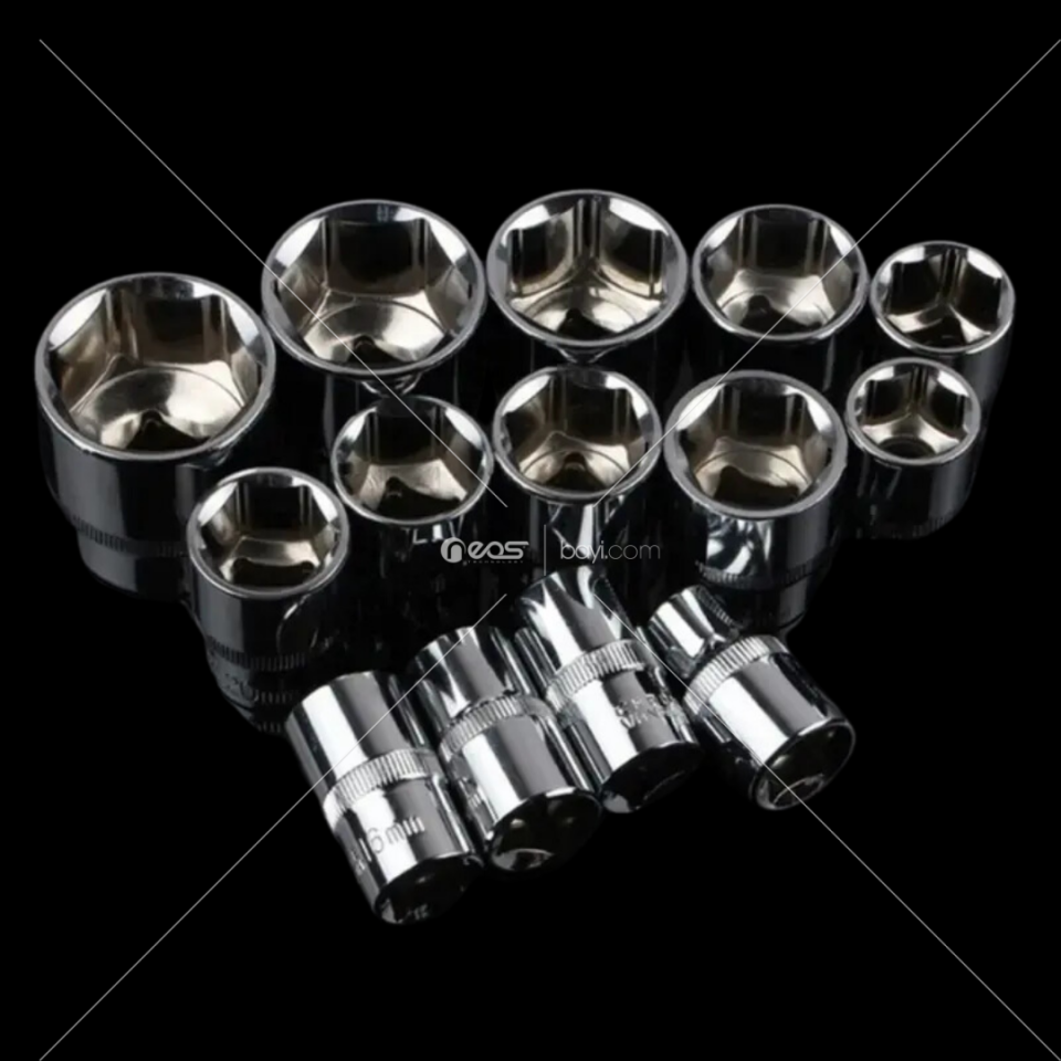 12 in 1 Ağır Lokma Seti 1/2 Krom Vanadyum Çelik Altıgen Soket Cırcır Anahtarı Aracı Kiti Donanım Kombinasyonu Anahtar Seti