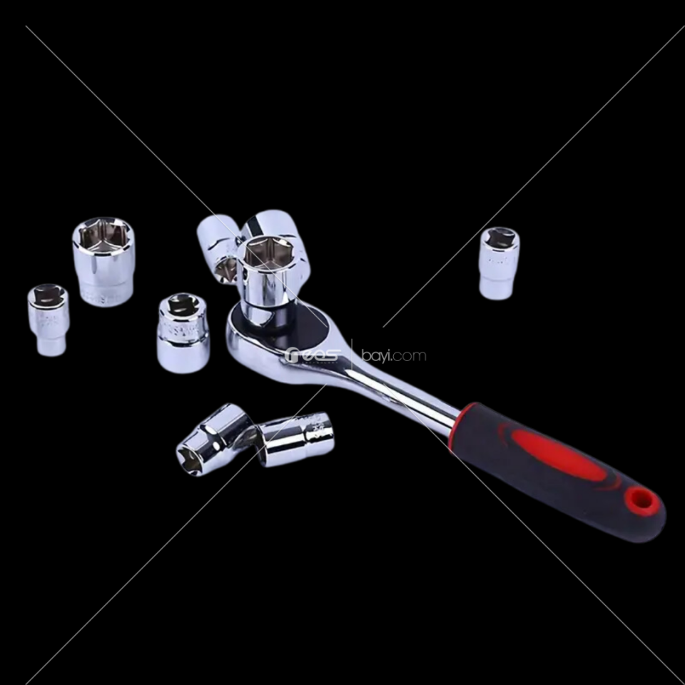 12 in 1 Ağır Lokma Seti 1/2 Krom Vanadyum Çelik Altıgen Soket Cırcır Anahtarı Aracı Kiti Donanım Kombinasyonu Anahtar Seti