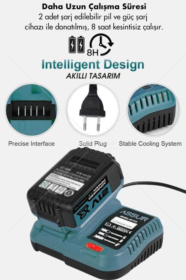 ASSUR PLUS 5Lİ SET Set Şarjlı Taşlama Testere-Matkap Kırıcı Delici Hıltı Somun Sökme Makinesi
