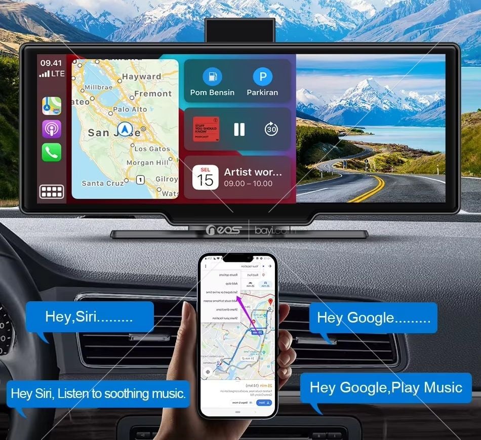 C1 10.26 inç Kablosuz Araç Stereo Alıcısı Apple CarPlay ve Android Auto Smart 4K Araç İçi Kamera