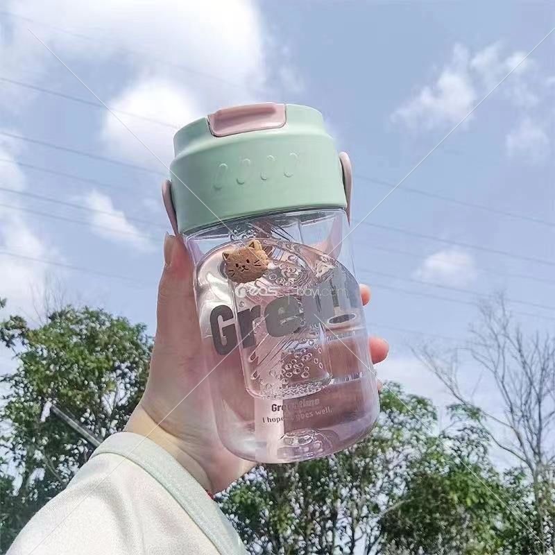Yeni 550ml yaz kızlar şeffaf su şişesi plastik içecek meyve suyu çay bardağı taşınabilir seyahat plastik su şişesi çay demleme aparatı ile