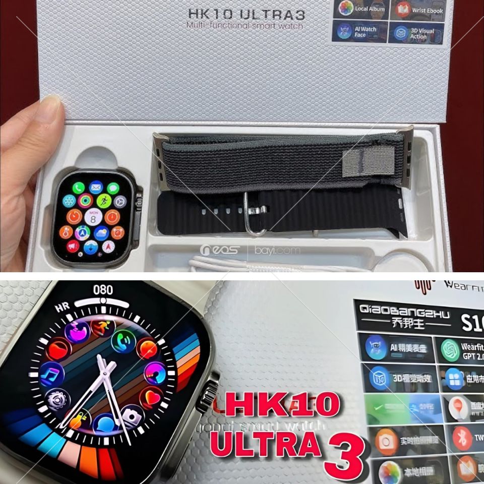 HK10 Ultra 3 Akıllı Saat – 2.02'' AMOLED Ekran, 1GB ROM, 1GB ROM Yerel Müzik Desteği TWS Bağlantısı, AI Özellikleri