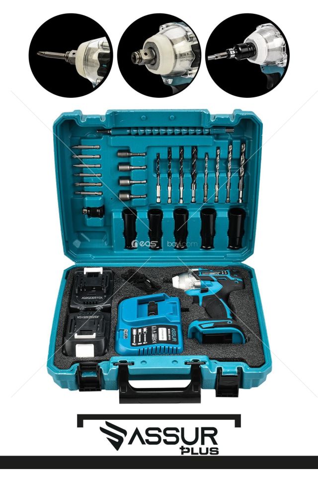 Assur Plus 21V 2.0ah Extra Güçlü Professional Somun Sökme Set Somun Sökme ve Akülü Vidalama