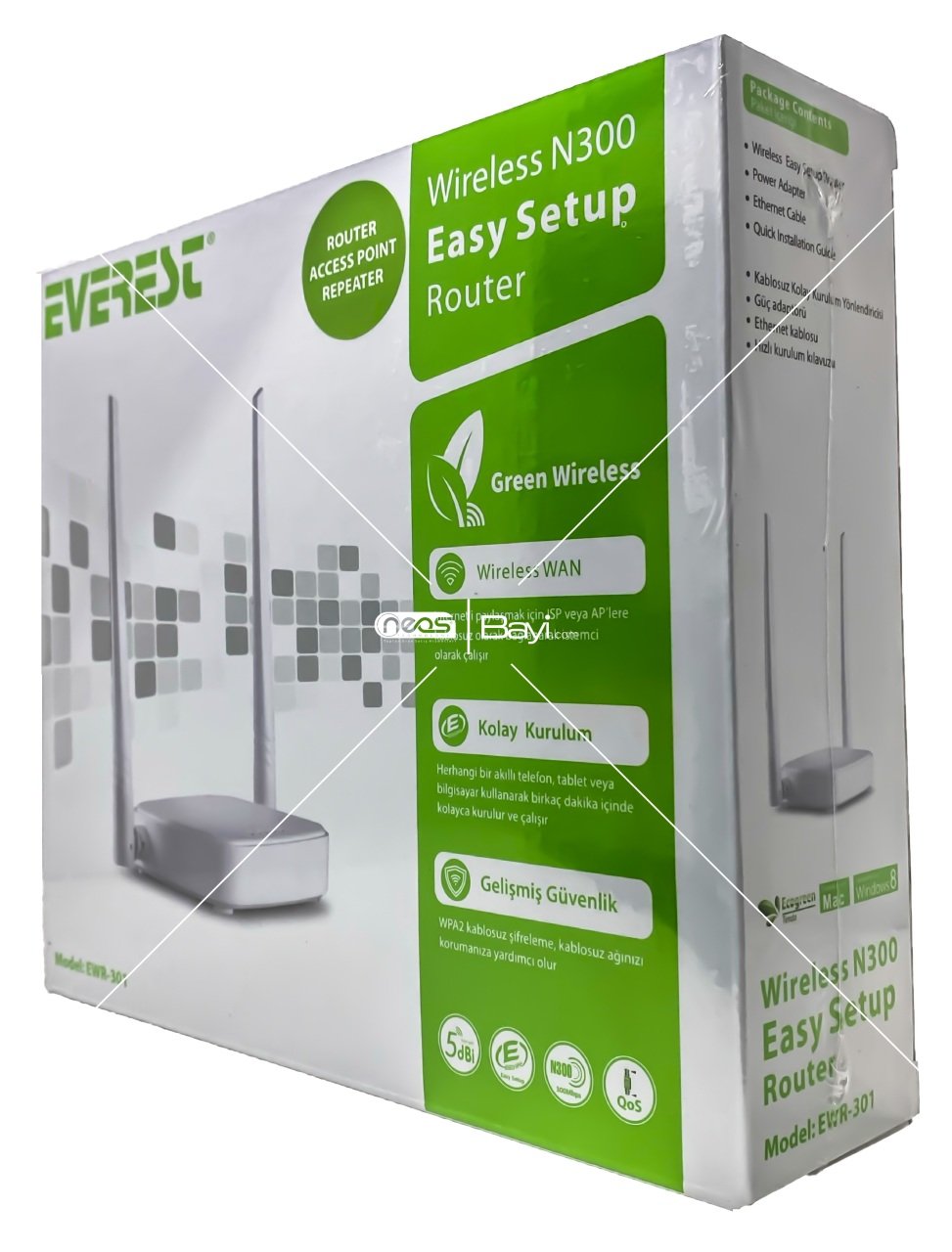 Everest EWR-301 Kablosuz-N WPS + WISP+WDS 300 Mbps Repeater+Access Point+Bridge Kablosuz Router