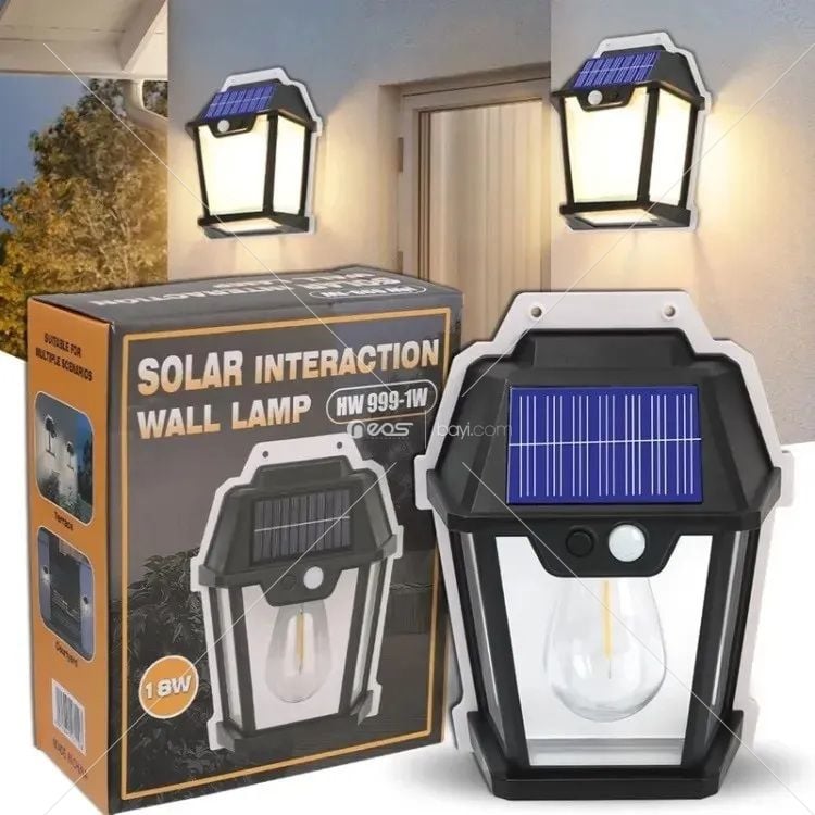 Hareket Sensörlü 18W Güneş Enerjili Dış Mekan Aydınlatması, Güneş Enerjili Tungsten Ampul Işık HW 999