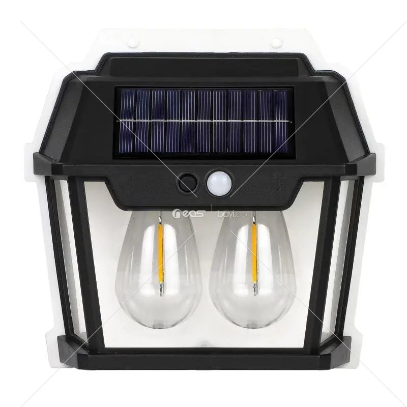 Hareket Sensörlü ÇİFT  18W Güneş Enerjili Dış Mekan Aydınlatması, Güneş Enerjili Tungsten Ampul Işık