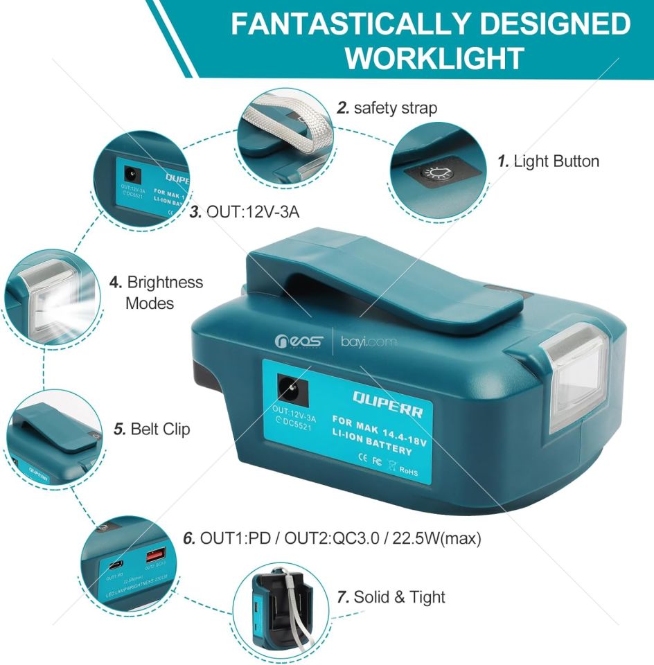 POWERBANK+IŞILDAK FENER Batarya ÜSTÜ SÖKTAK