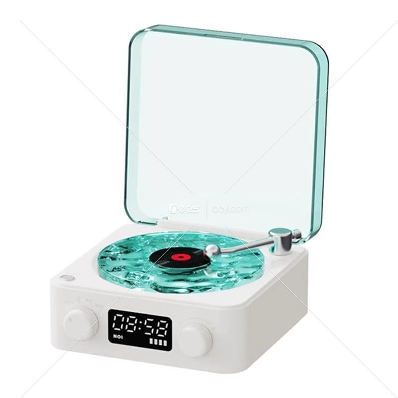 WAVES Festival Hediyesi Dalgalar Vinil Çalar Kablosuz Mini Çalar Saat BT Hoparlör Beyaz Gürültü RGB Işık Uyku Yardımı Hoparlörü