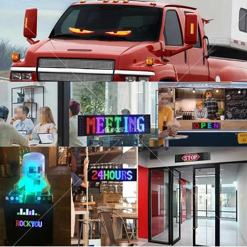 Matrix Led Panel Cama Yapışan Telefon Kontrollü Led Ekran Panel Büyük Boy 16X96LED 60CM ENBOY