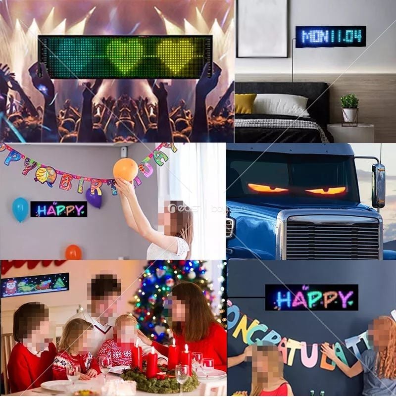 Matrix Led Panel Cama Yapışan Telefon Kontrollü Led Ekran Panel Büyük Boy 16X96LED 60CM ENBOY