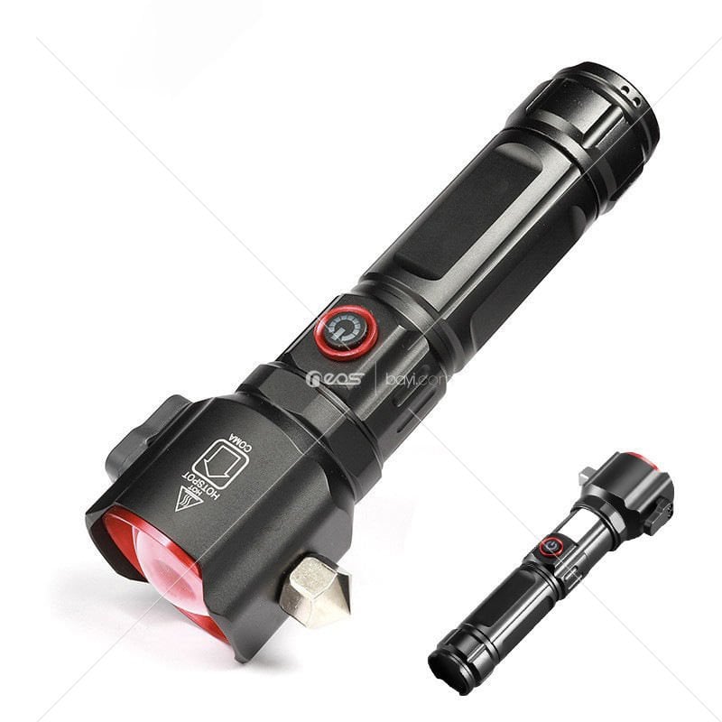 Güvenlik Çekiç Kırmızı Mavi Alarm Teleskopik Zoom Usb Şarj Edilebilir Cob Alüminyum Alaşımlı Beyaz Led El Feneri Işıkları Taktik El Feneri OR-2210