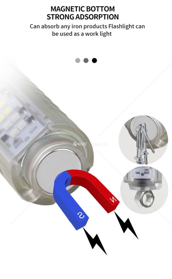 Beyaz/kırmızı/mavi/mor yan ışıklı süper parlak LED el feneri güçlü mıknatıslar 30W LED fitilli aydınlatma USB şarj edilebilir lamba 520A