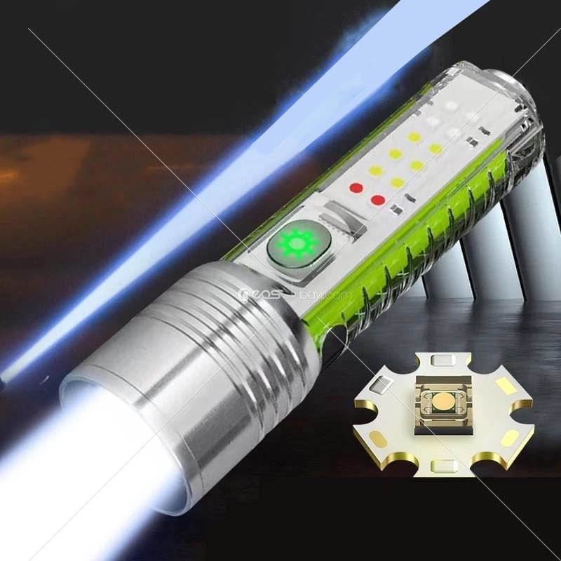Beyaz/kırmızı/mavi/mor yan ışıklı süper parlak LED el feneri güçlü mıknatıslar 30W LED fitilli aydınlatma USB şarj edilebilir lamba 520A