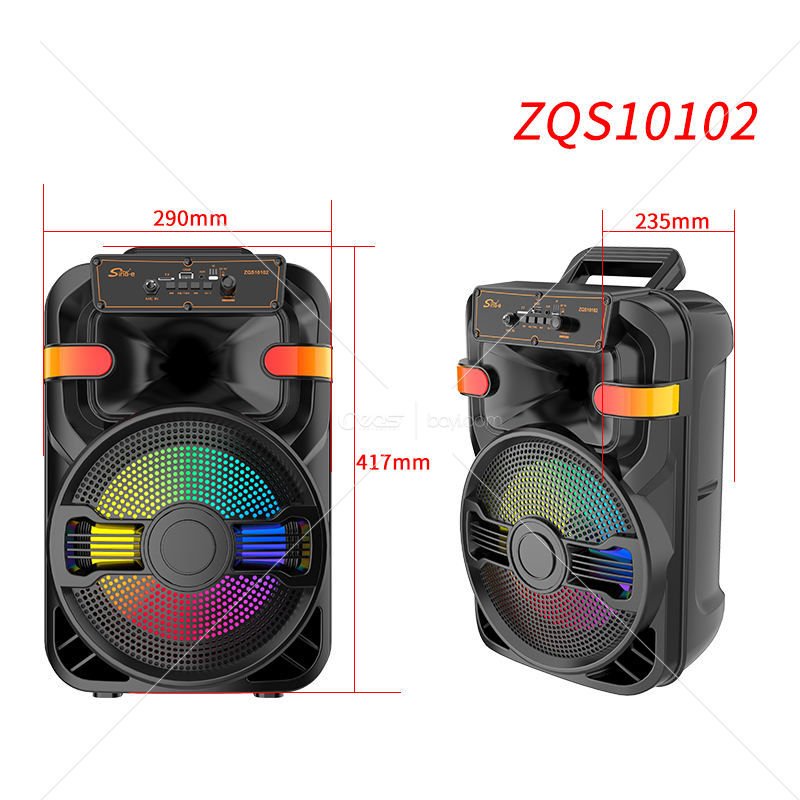 ZQS10102 10'' aktif 30W güç 2400MAH pil kapasitesi hoparlör tek 10 inç bas bluetooth hoparlör