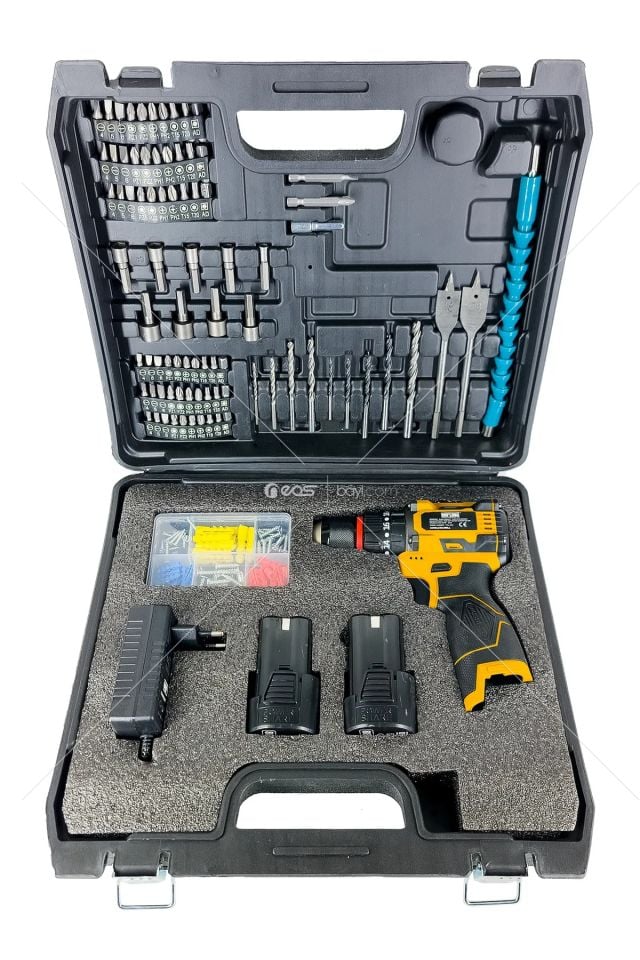 DAFLONG PRO ÖZEL SERİ KÖMÜRSÜZ 84 PARÇA ARMUT BATARYA DARBELİ ŞARJLI MATKAP-SRI