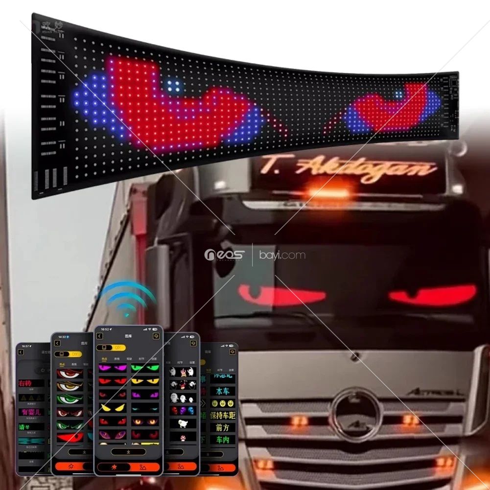 Matrix Led Panel Cama Yapışan Telefon Kontrollü Led Ekran Panel Büyük Boy 90CMLED 90CM ENBOY