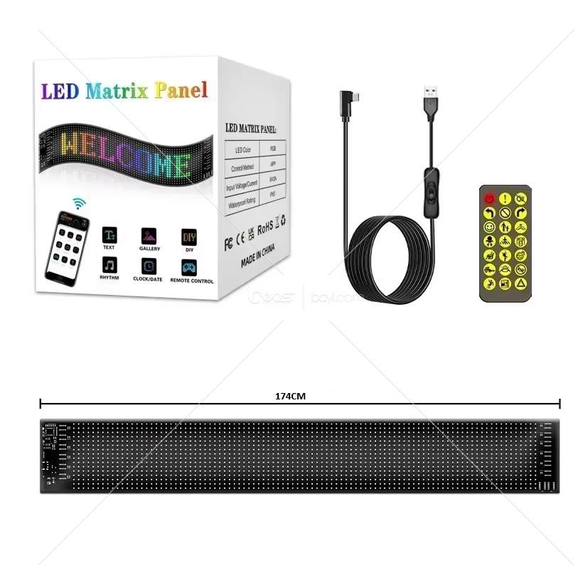 Matrix Led Panel Cama Yapışan Telefon Kontrollü Led Ekran Panel Büyük Boy 174CMLED 174CM ENBOY