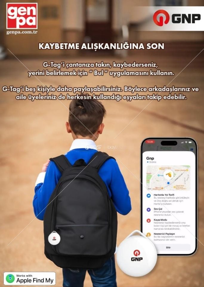 GPS GNP G-tag Beyaz Takip Cihazı-apple Mfi Lisanslı