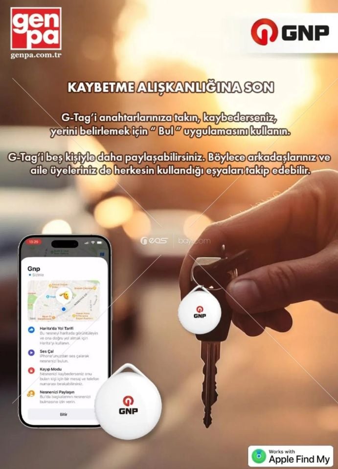 GPS GNP G-tag Beyaz Takip Cihazı-apple Mfi Lisanslı
