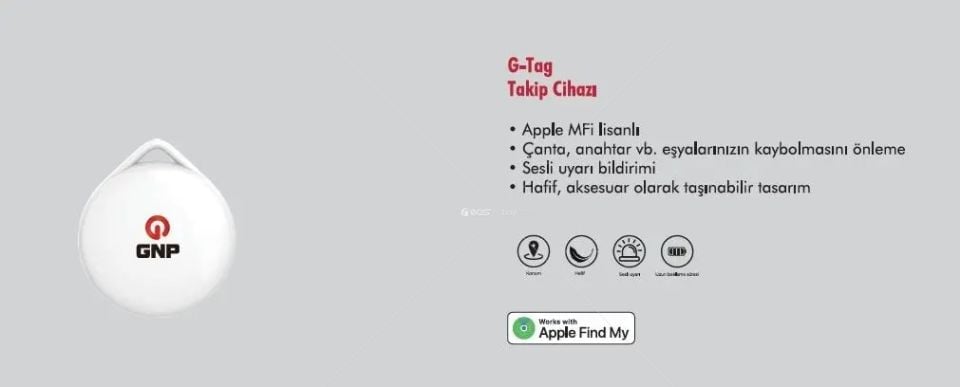GPS GNP G-tag Beyaz Takip Cihazı-apple Mfi Lisanslı