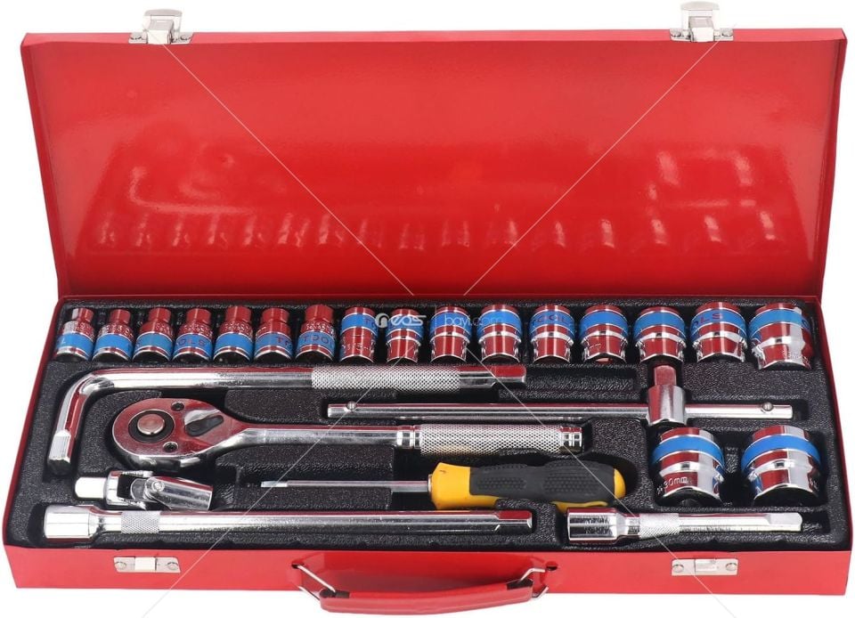 25 ADET 1/2 Chrome Vanadium Lokma Seti METAL KUTU