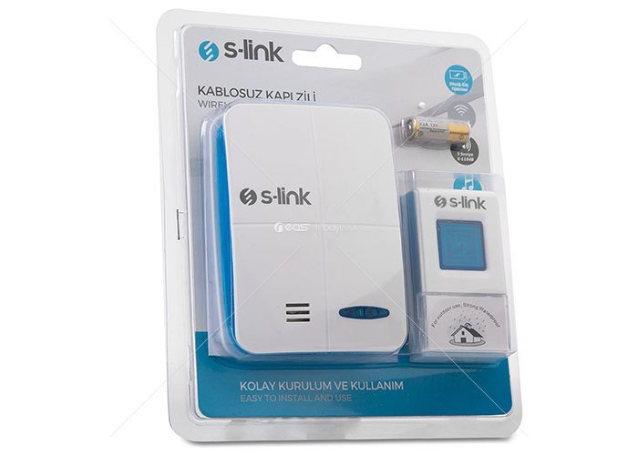 S-link ZL-141 3xAA Beslemeli 32Pol. Melodi Beyaz/Mavi Kablosuz Kapı Zili