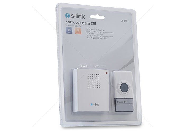 S-link ZL-3921 Kapı Zili 32 Farklı Melodi Uzaktan Kumanda İle Pilli Mesafe 100 m Açık Alan