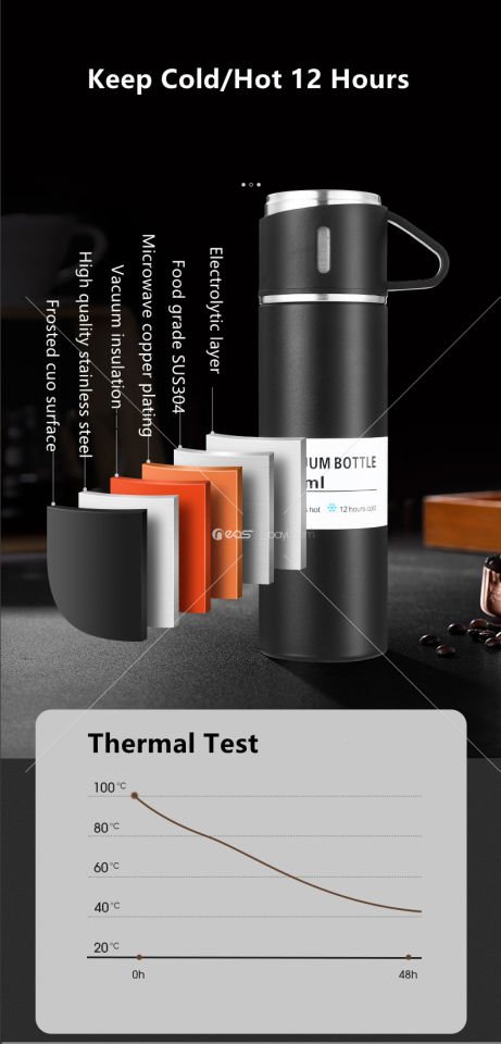TERMUS 500ML Isı Yalıtımlı Su Şişesi Çoklu Renkler Çift Duvarlı Paslanmaz Çelik Vakumlu Matara Setleri PEMBE