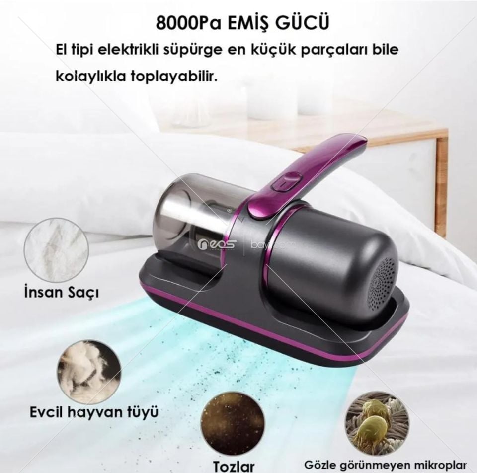 GOLD ORİON 1168  Araç ve Şarjlı El Süpürgesi Kablosuz Yatak Kanepe Halı Toz Tüy Alerji Uv Işınlı Vakum Temizleme Toz Giderme